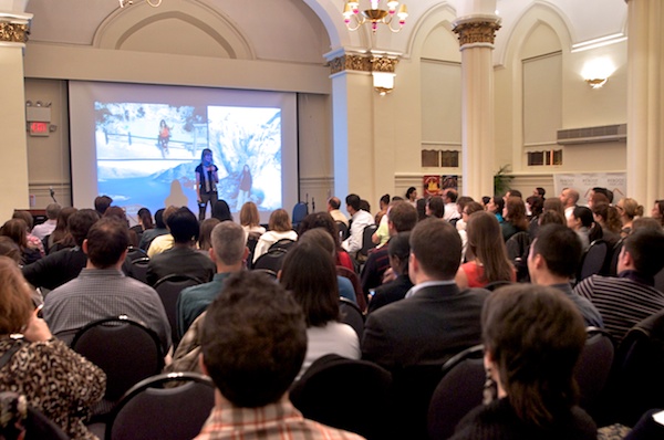 Surrounded by travelers at Meet Plan Go events